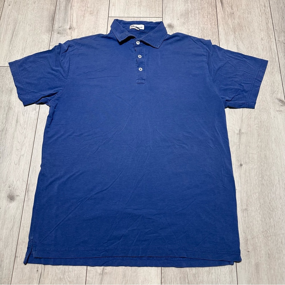 Peter Millar Deep Blue Collared 3-Button Down Lig… - image 1
